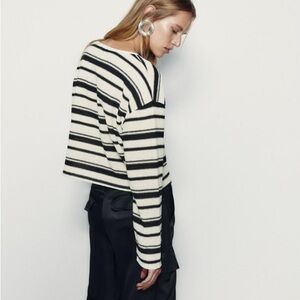 Zara Lightweight Sweater ~ Size Small ~ Black and Ivory Stripes